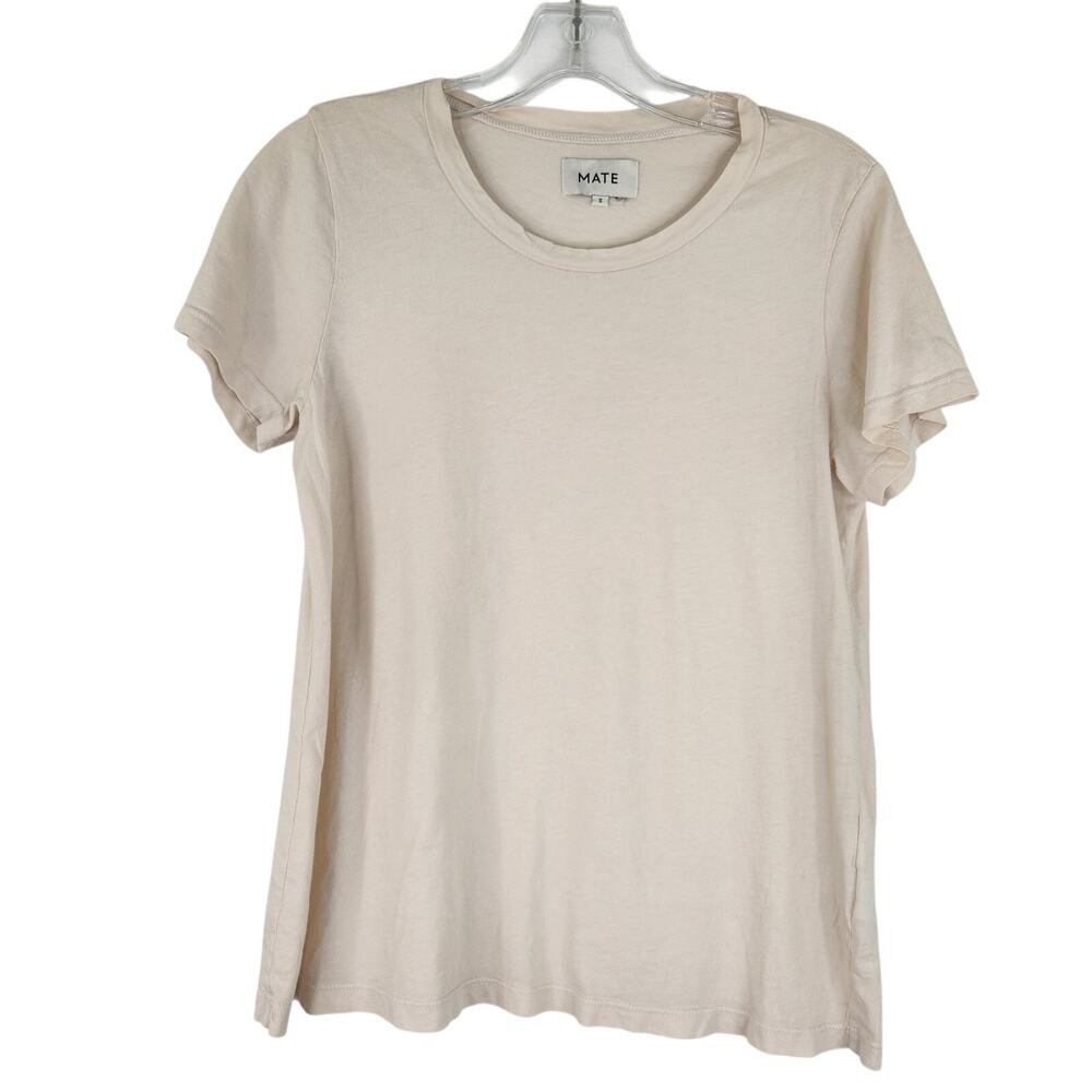 MATE Cream Crew Neck Tee Women's Small 100% Organic Cotton